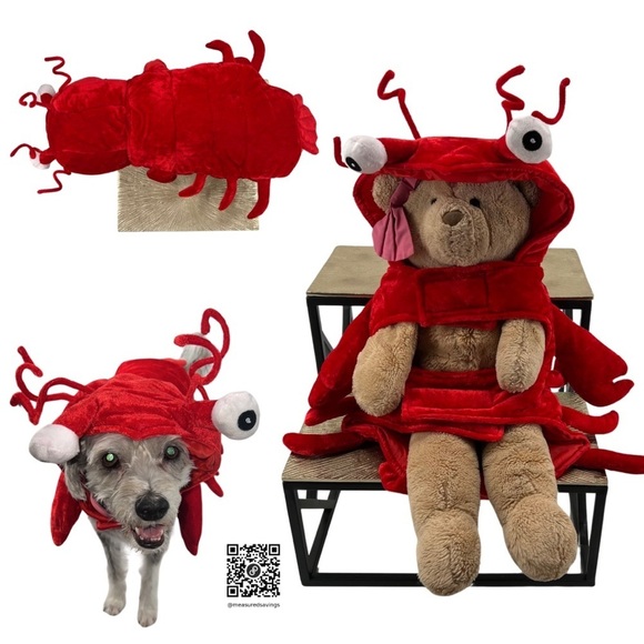 Medium Red Plush Pet Lobster Crab Costume - NWOT - Picture 1 of 13